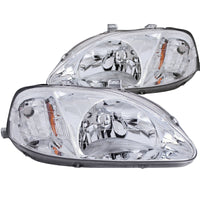 ANZO 1999-2000 Honda Civic Crystal Headlights Chrome - Burkken Auto Parts