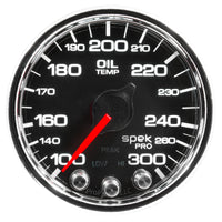 Autometer Spek-Pro Gauge Oil Temp 2 1/16in 300f Stepper Motor W/Peak & Warn Blk/Chrm - Burkken Auto Parts