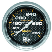 Autometer Carbon Fiber 2-5/8in 140-280 Deg F Mechanical Oil Temp Gauge - Burkken Auto Parts