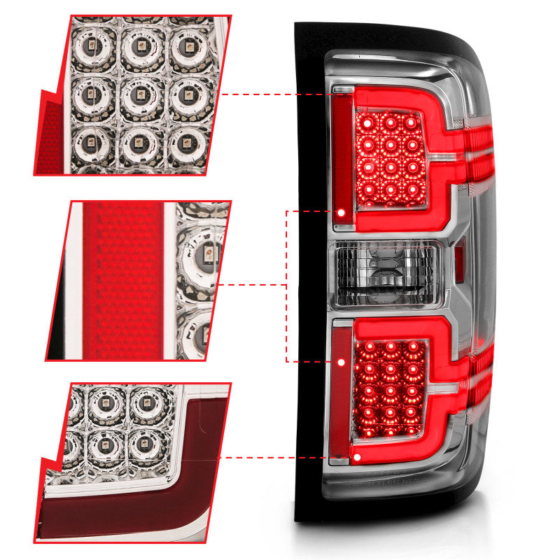 ANZO 2014-2018 Chevy Silverado 1500 LED Taillights Chrome - Burkken Auto Parts