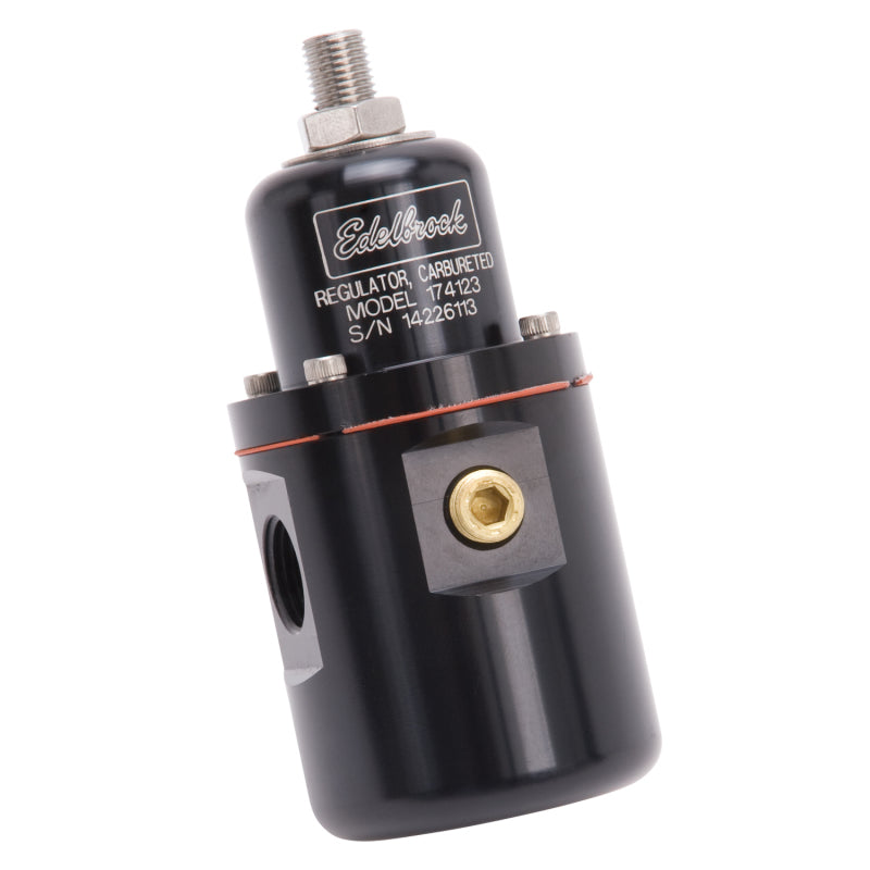 Edelbrock Fuel Pressure Regulator Carbureted 160 GPH 5-10 PSI 3/8In In/Out Returnless Black - Burkken Auto Parts