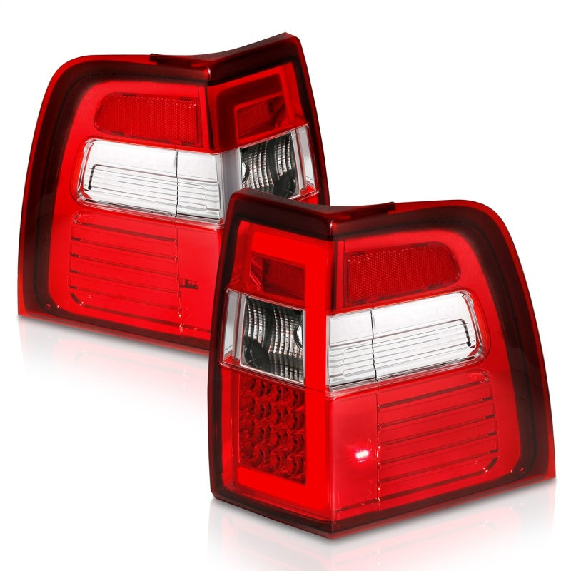 ANZO 07-17 For Expedition LED Taillights w/ Light Bar Chrome Housing Red/Clear Lens - Burkken Auto Parts