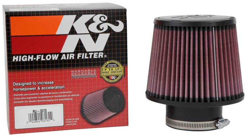 K&N Filter Universal Rubber Filter 3in Flange ID 6in Base OD 5.125in Top OD 5in Height - Burkken Auto Parts