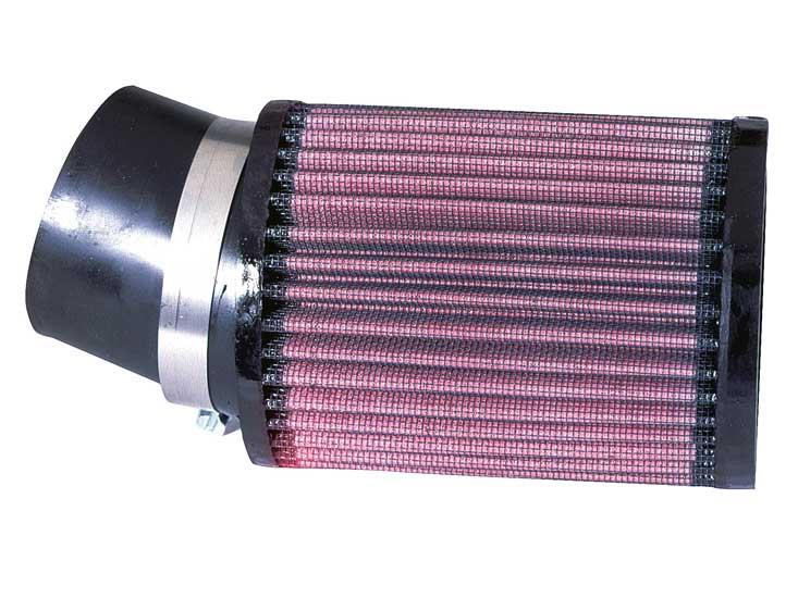 K&N Filter Universal Rubber Round Straight Filter 20 Deg Angled 2-7/16in Flange 3-3/4in OD 5in H - Burkken Auto Parts