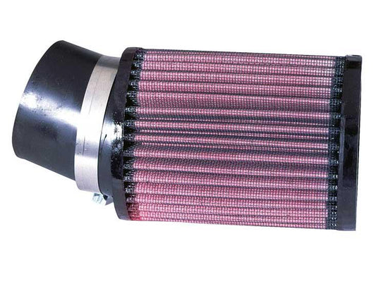 K&N Filter Universal Rubber Round Straight Filter 20 Deg Angled 2-7/16in Flange 3-3/4in OD 5in H - Burkken Auto Parts
