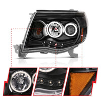 ANZO 2005-2011 Toyota Tacoma Projector Headlights w/ Halo Black - Burkken Auto Parts