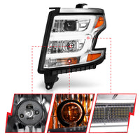 ANZO 2015-2020 Chevy Tahoe Projector Headlights Plank Style Chrome w/DRL - Burkken Auto Parts