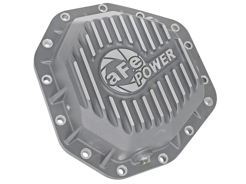 aFe Power Street Ser Rear Diff Cover Raw w/Mach Fin 2017 Ford Diesel Trucks V8-6.7L(td) Dana M275-14 - Burkken Auto Parts