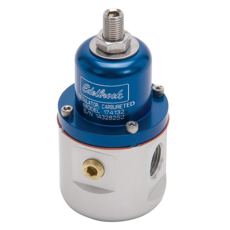 Edelbrock Fuel Pressure Regulator Carbureted 160 GPH 5-10 PSI 3/8In In/Out 3/8In Return Blue/Clear - Burkken Auto Parts