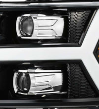 AlphaRex 07-13 Chevy 1500 LUXX LED Proj Headlights Plank Style Jet Blk w/ Activ Light/Seq Signal/DRL - Burkken Auto Parts