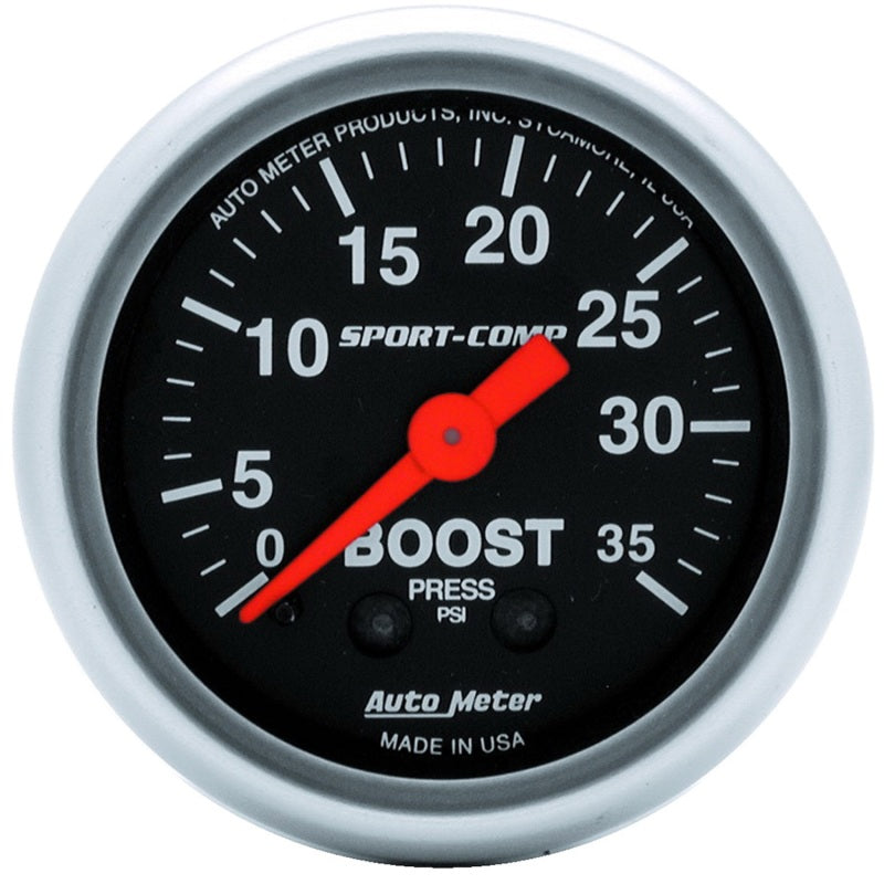 Autometer Sport-Comp 52mm 35 PSI Mechanical Boost Gauge - Burkken Auto Parts