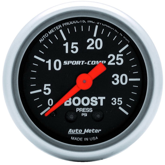 Autometer Sport-Comp 52mm 35 PSI Mechanical Boost Gauge - Burkken Auto Parts