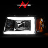 ANZO 2001-2011 Ford Ranger Crystal Headlights w/ Light Bar Chrome Housing - Burkken Auto Parts