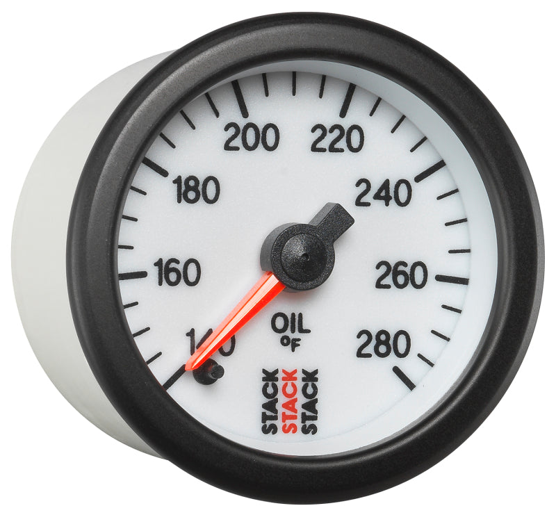 Autometer Stack 52mm 140-280 Deg F 1/8in NPTF Male Pro Stepper Motor Oil Temp Gauge - White - Burkken Auto Parts