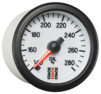 Autometer Stack 52mm 140-280 Deg F 1/8in NPTF Male Pro Stepper Motor Oil Temp Gauge - White - Burkken Auto Parts
