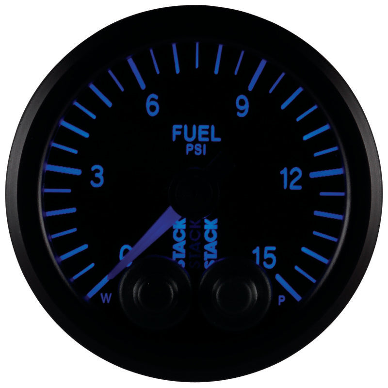 Autometer Stack 52mm 0-15 PSI 1/8in NPTF Male Pro-Control Fuel Pressure Gauge - Black - Burkken Auto Parts
