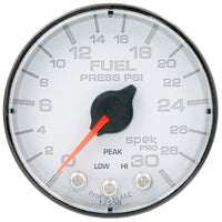 Autometer Spek-Pro Gauge Fuel Press 2 1/16in 30psi Stepper Motor W/Peak & Warn Wht/Blk - Burkken Auto Parts