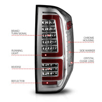 ANZO 2014-2021 Toyota Tundra LED Taillights Chrome Housing/Clear Lens - Burkken Auto Parts