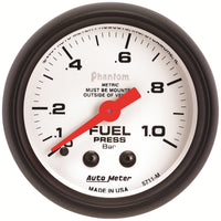 Autometer Phantom 2-1/16in 0-1.0 Bar Mechanical Fuel Pressure Gauge - Burkken Auto Parts