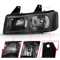 ANZO 2003-2017 Chevy Express Crystal Headlight Black - Burkken Auto Parts