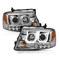 ANZO 2004-2008 Ford F-150 Projector Headlights w/ U-Bar Chrome - Burkken Auto Parts