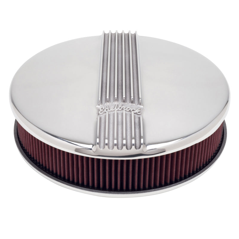 Edelbrock Air Cleaner Classic Series Round Aluminum Top Cloth Element 14In Dia X 3 9In Polished - Burkken Auto Parts