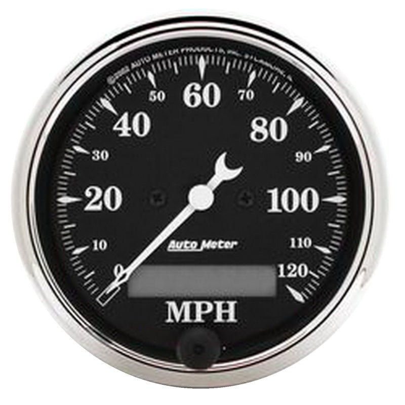 AutoMeter Gauge Speedo. 3-1/8in. 120MPH Elec. Prog. W/ Lcd Odo Old Tyme Blk - Burkken Auto Parts