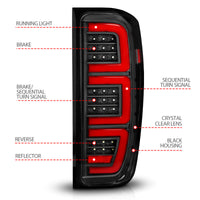 ANZO 19-23 GMC Sierra 1500/2500HD/3500HD Black Replacement Full LED Bar Tail Light - Burkken Auto Parts