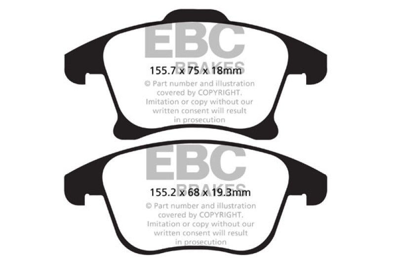EBC 13+ Ford Fusion 1.6 Turbo Greenstuff Front Brake Pads - Burkken Auto Parts