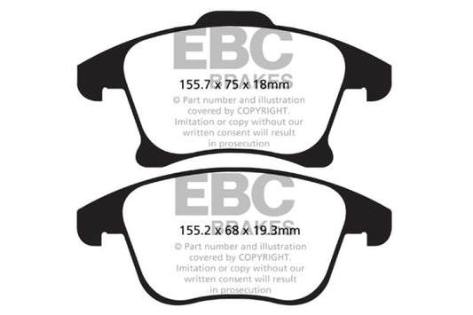 EBC 13+ Ford Fusion 1.6 Turbo Greenstuff Front Brake Pads - Burkken Auto Parts