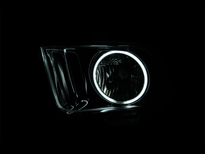 ANZO 2005-2009 Ford Mustang Crystal Headlights w/ Halo Black (CCFL) - Burkken Auto Parts