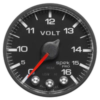 AutoMeter Gauge Voltmeter 2-1/16in. 16V Stepper Motor W/Peak & Warn Blk/Blk Spek-Pro - Burkken Auto Parts