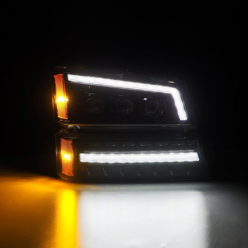 AlphaRex 03-06 Chevy Silverado 1500/2500HD/3500HD/Avalanche Alpha-Black NOVA LED Proj Headlights - Burkken Auto Parts