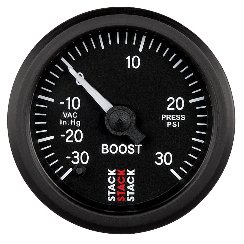 Autometer Stack 52mm -30INHG to +30 PSI (Incl T-Fitting) Pro Stepper Motor Boost Press Gauge - Black - Burkken Auto Parts