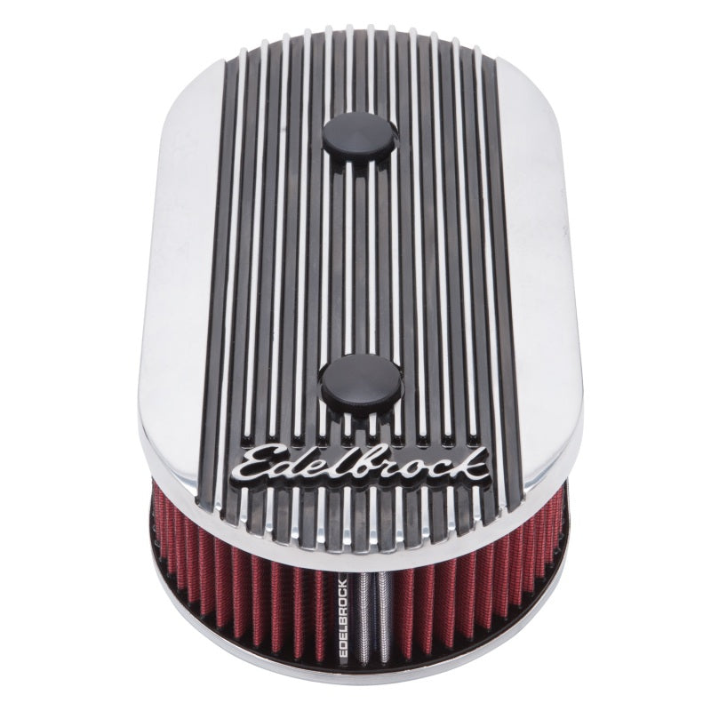 Edelbrock Air Cleaner Elite II Oval Dual-Quad Carbs 2 5In Red Element Polished - Burkken Auto Parts
