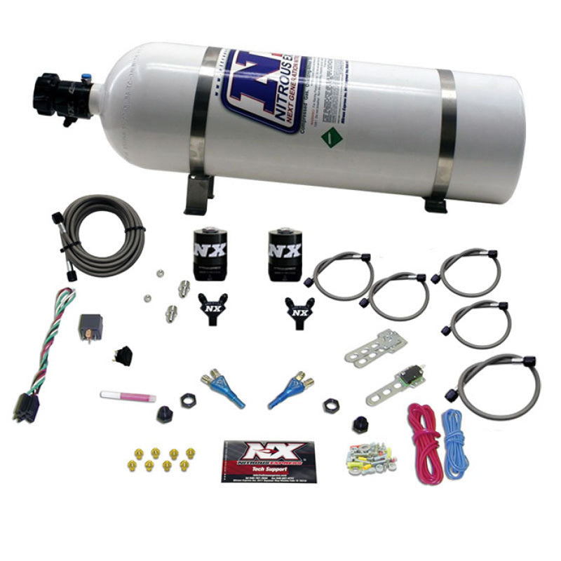 Nitrous Express 92-95 Dodge V8 TBI Dual Nozzle Nitrous Kit (50-125HP) w/15lb Bottle - Burkken Auto Parts