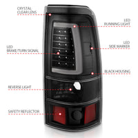 ANZO 2003-2006 Chevy Silverado 1500 LED Taillights Plank Style Black w/Clear Lens - Burkken Auto Parts