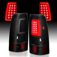 ANZO 1999-2002 Chevy Silverado 1500 LED Taillights Plank Style Black w/Smoke Lens - Burkken Auto Parts