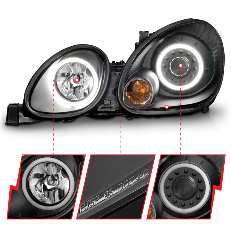ANZO 1998-2005 Lexus Gs300 Projector Headlights w/ Halo Black - Burkken Auto Parts