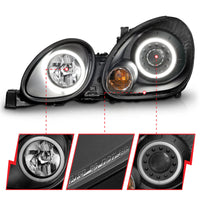 ANZO 1998-2005 Lexus Gs300 Projector Headlights w/ Halo Black - Burkken Auto Parts
