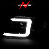 ANZO 1997-2003 Ford F-150 Projector Headlights w/ Light Bar Black Housing - Burkken Auto Parts