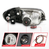ANZO 00-04 Toyota Tundra (Reg/Acc Cab Only) Crystal Headlights w/Lgt Bar Chrome w/Corner Lights 2pc - Burkken Auto Parts