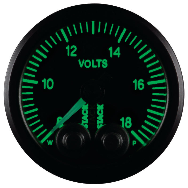 Autometer Stack 52mm 8-18V Pro-Control Battery Voltage Gauge -Black - Burkken Auto Parts
