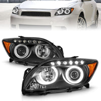 ANZO 2005-2010 Scion Tc Projector Headlights w/ Halo Black (CCFL) - Burkken Auto Parts