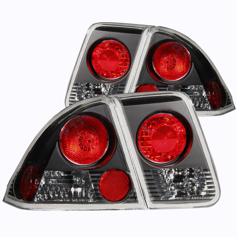 ANZO 2001-2004 Honda Civic Taillights Black - Burkken Auto Parts
