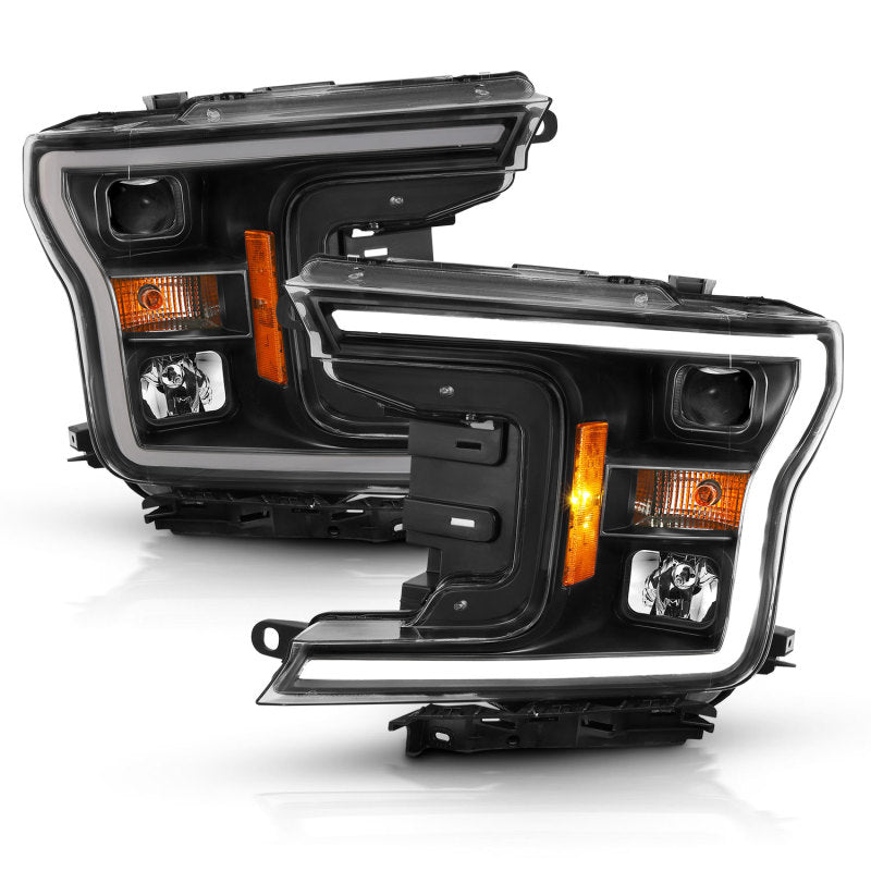 ANZO 2018-2019 Ford F-150 Projector Plank Style H.L. Black Amber (Without Switchback) - Burkken Auto Parts