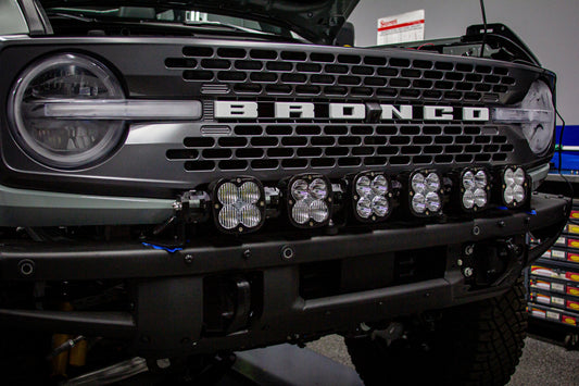 Baja Designs 2021+ Ford Bronco 6 XL Linkable Light Bar Kit Plastic Bumper Mount w/Upfitter - Burkken Auto Parts