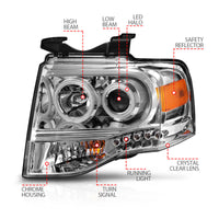 ANZO 2007-2014 Ford Expedition Projector Headlights Chrome - Burkken Auto Parts