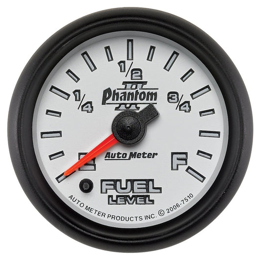 Autometer Phantom II 52mm Full Sweep Electronic 0-280 ohm Fuel Level Programmable E-F Range Gauge - Burkken Auto Parts