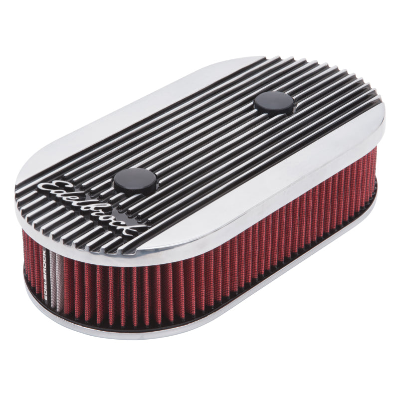 Edelbrock Air Cleaner Elite II Oval Dual-Quad Carbs 2 5In Red Element Polished - Burkken Auto Parts